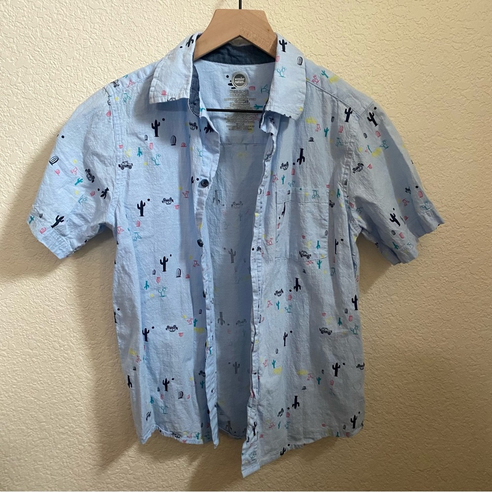 Wonder Nation Boys Button Down Short Sleeve Shirt Size XL/16